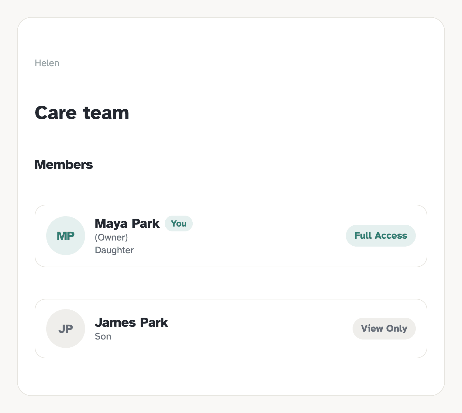 Care team members, and who can change schedules