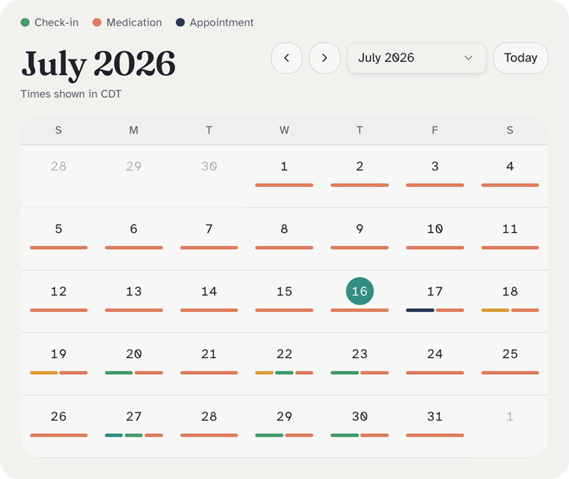 A recipient calendar showing upcoming scheduled calls